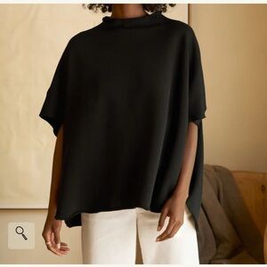 Frank & Eileen AUDREY Funnel Neck Capelet in Black one size pullover sweater